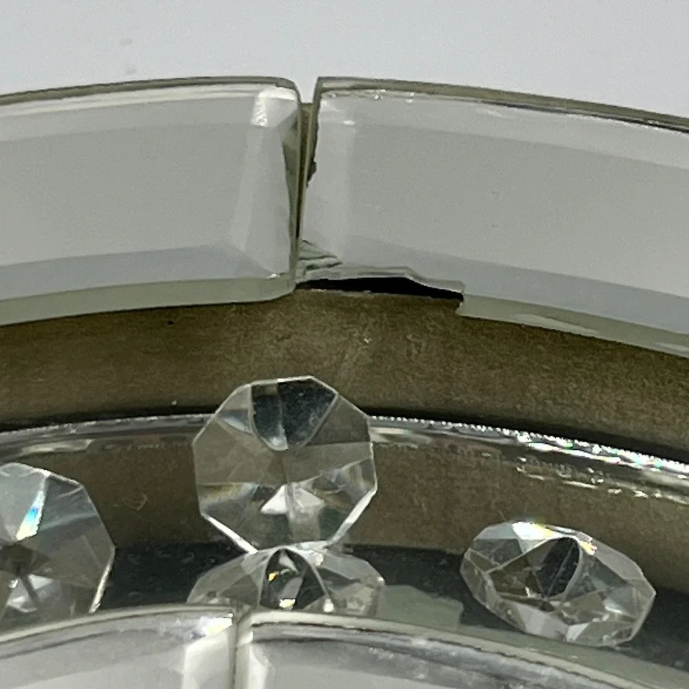 Pier 1 Mirrored Table Clock Home Decor Silver Gold Acceptable Crystal Art Deco